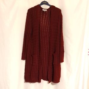Maroon Open Front Cardigan